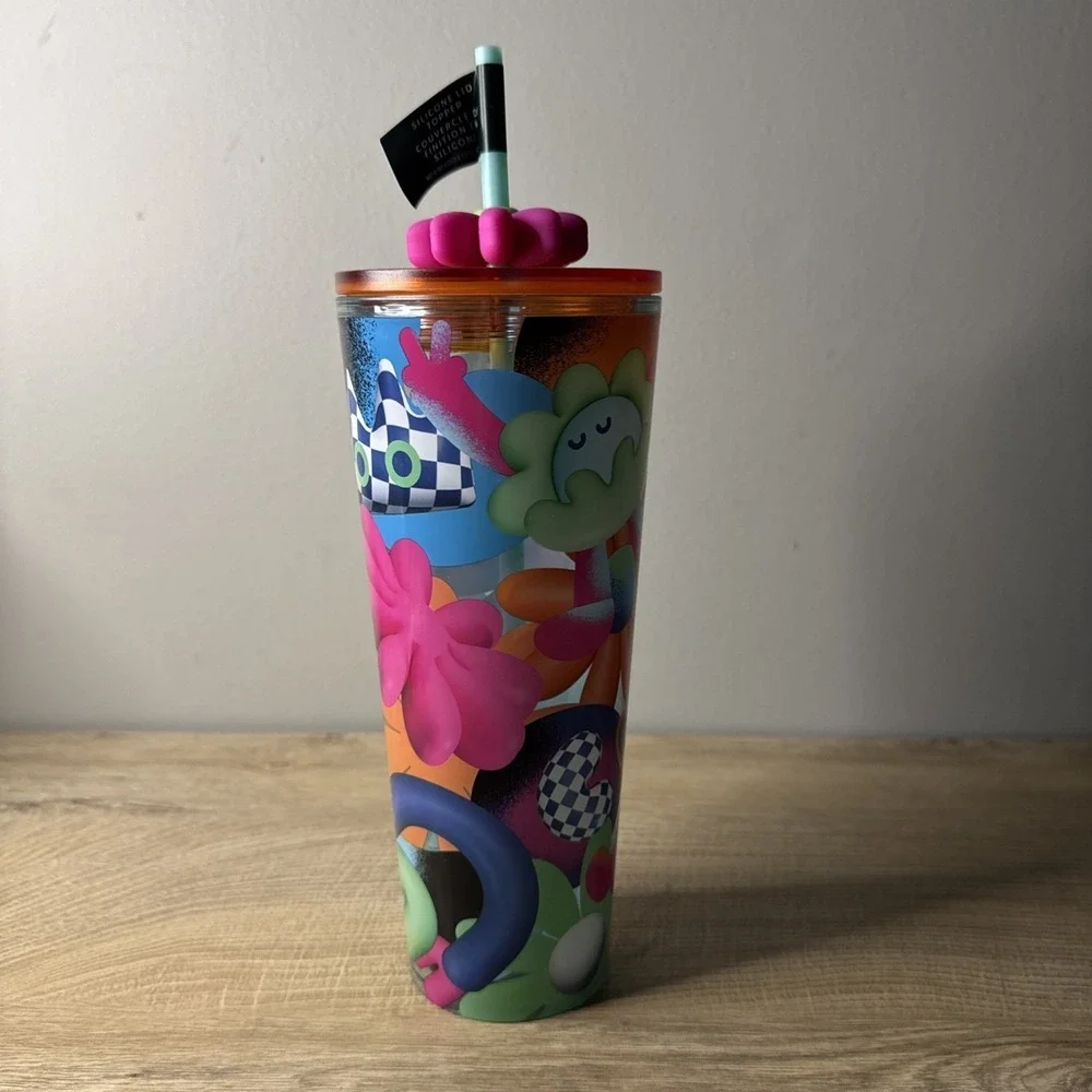 Starbucks Tumbler‎ Summer 2025 Cold Cup Multicolor Pink Flower Limited Release